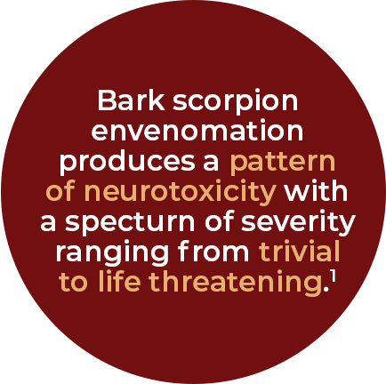 Bark scorpion envenomation produces a pattern of neurotoxicity with a specturn of severity ranging from trivial to life threatening.